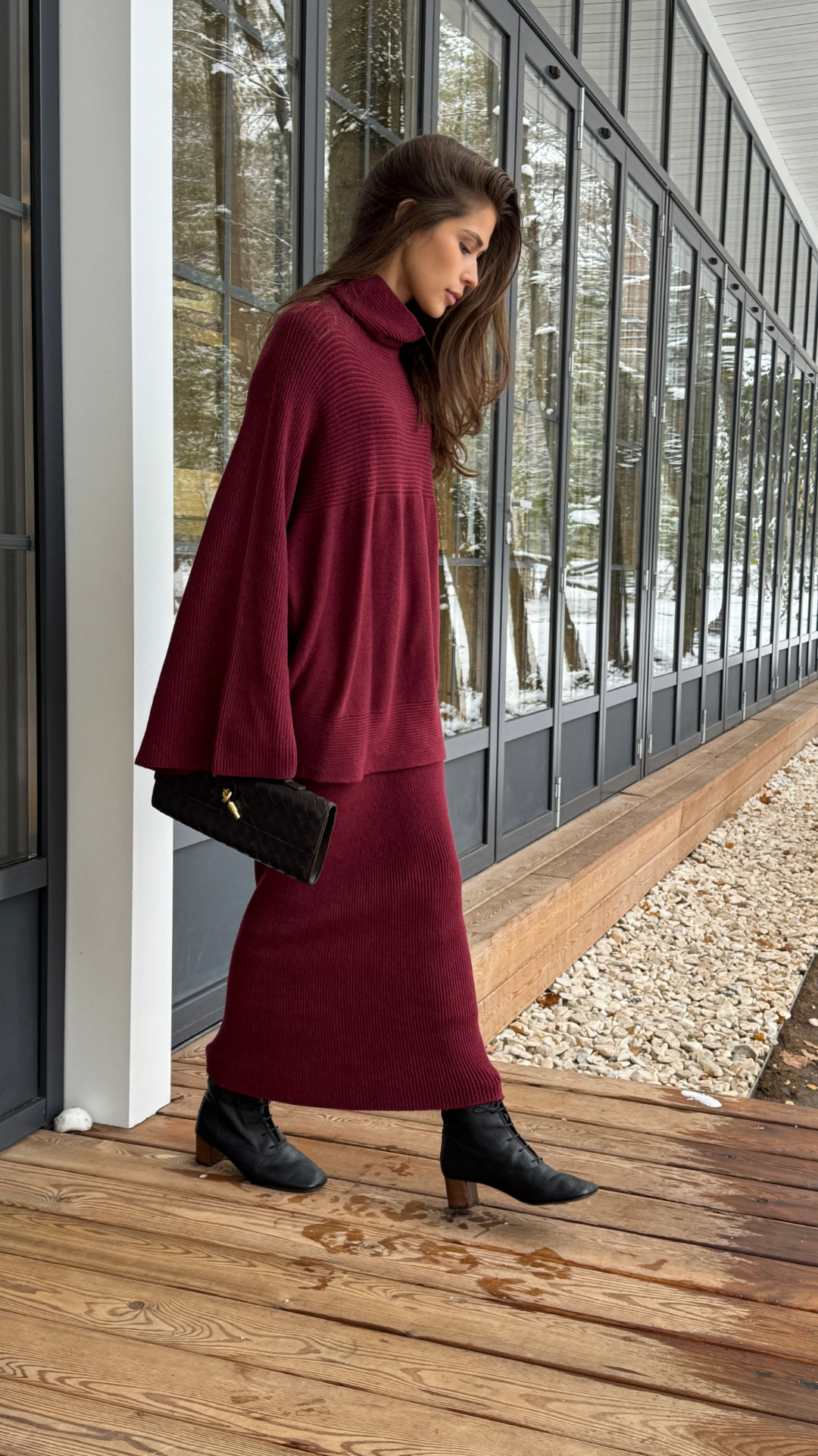 Alma Pencil Skirt - Dark Cherry