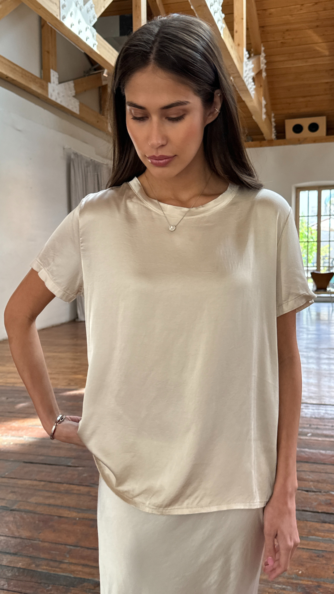 Bree Satin Top - Ivory