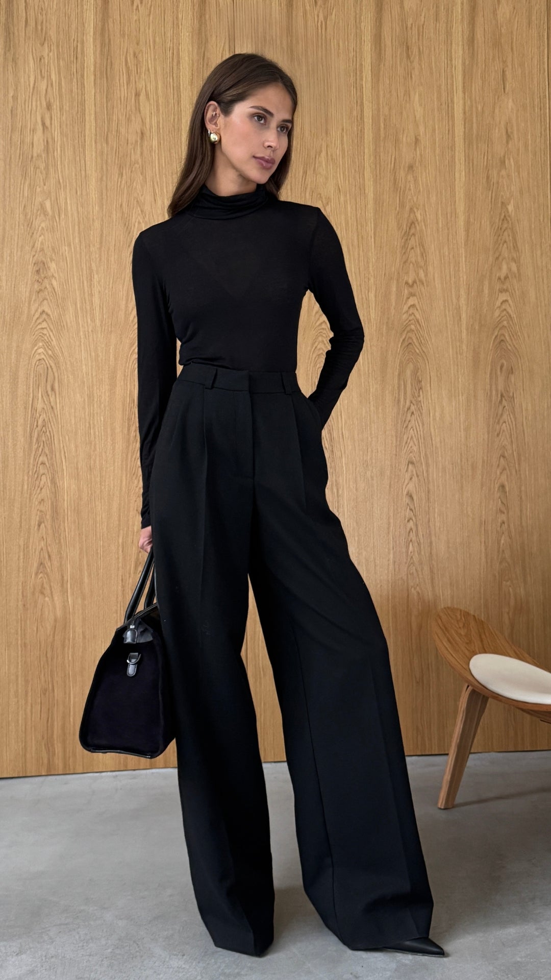 Demi Cashmere Jersey Top - Black