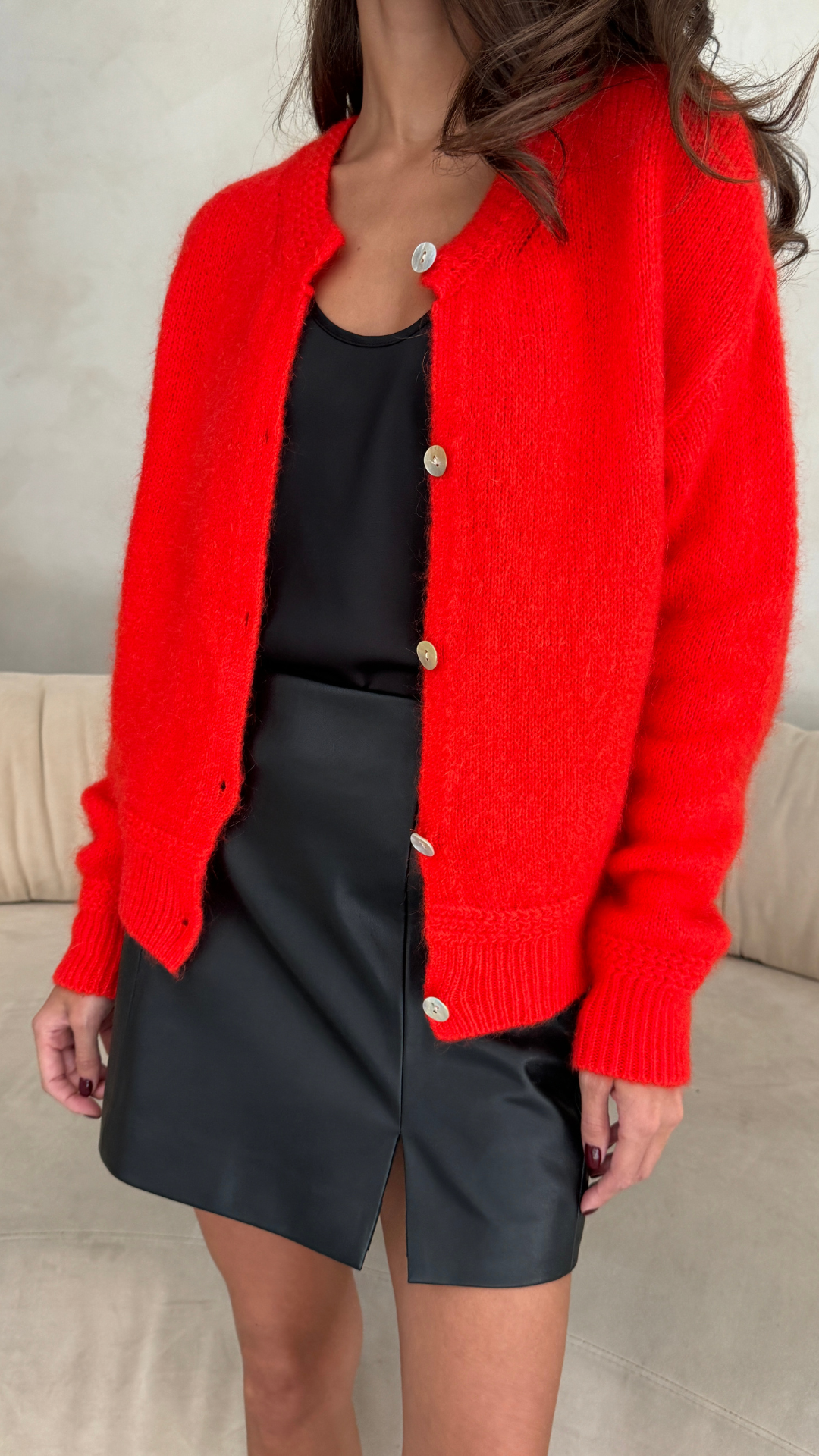 Reyna Soft Alpaca Cardigan - Pomegranate