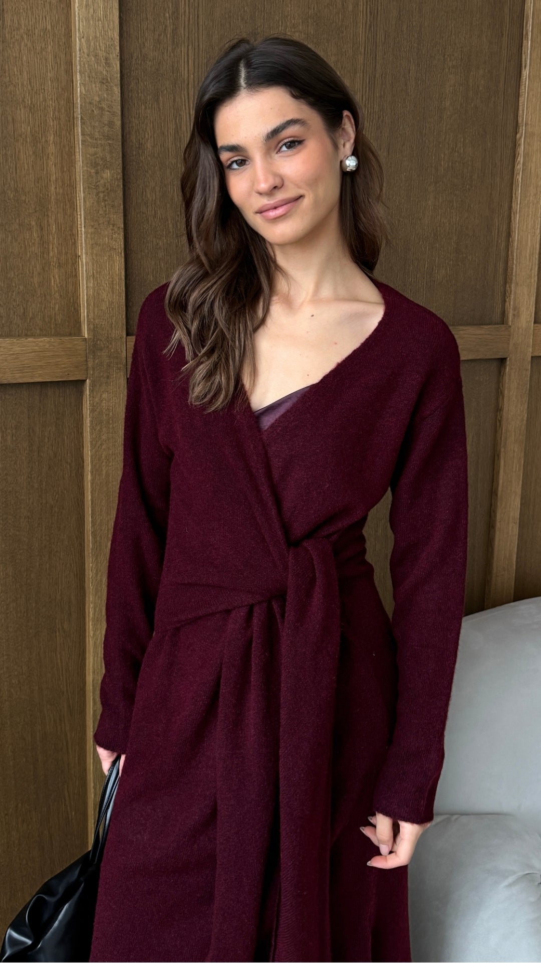 Keira Knit Wrap Dress - Bordeaux