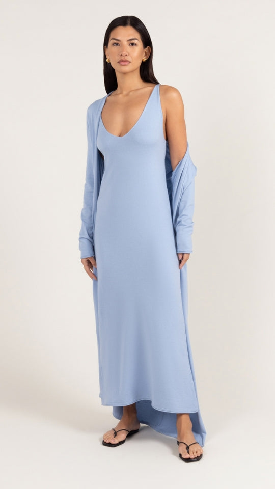 Sofia Knitted Slip Dress - Sky Blue