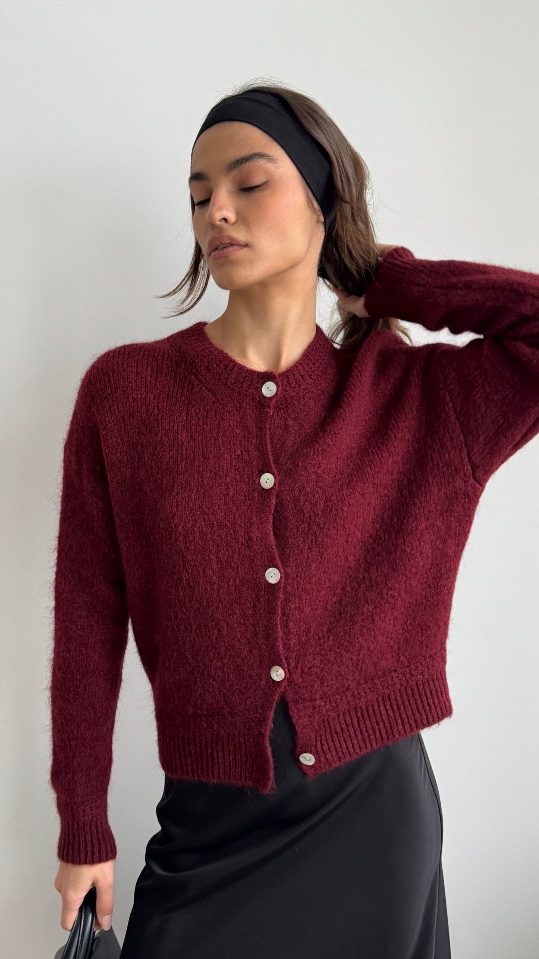 Reyna Soft Alpaca Cardigan - Dark Cherry