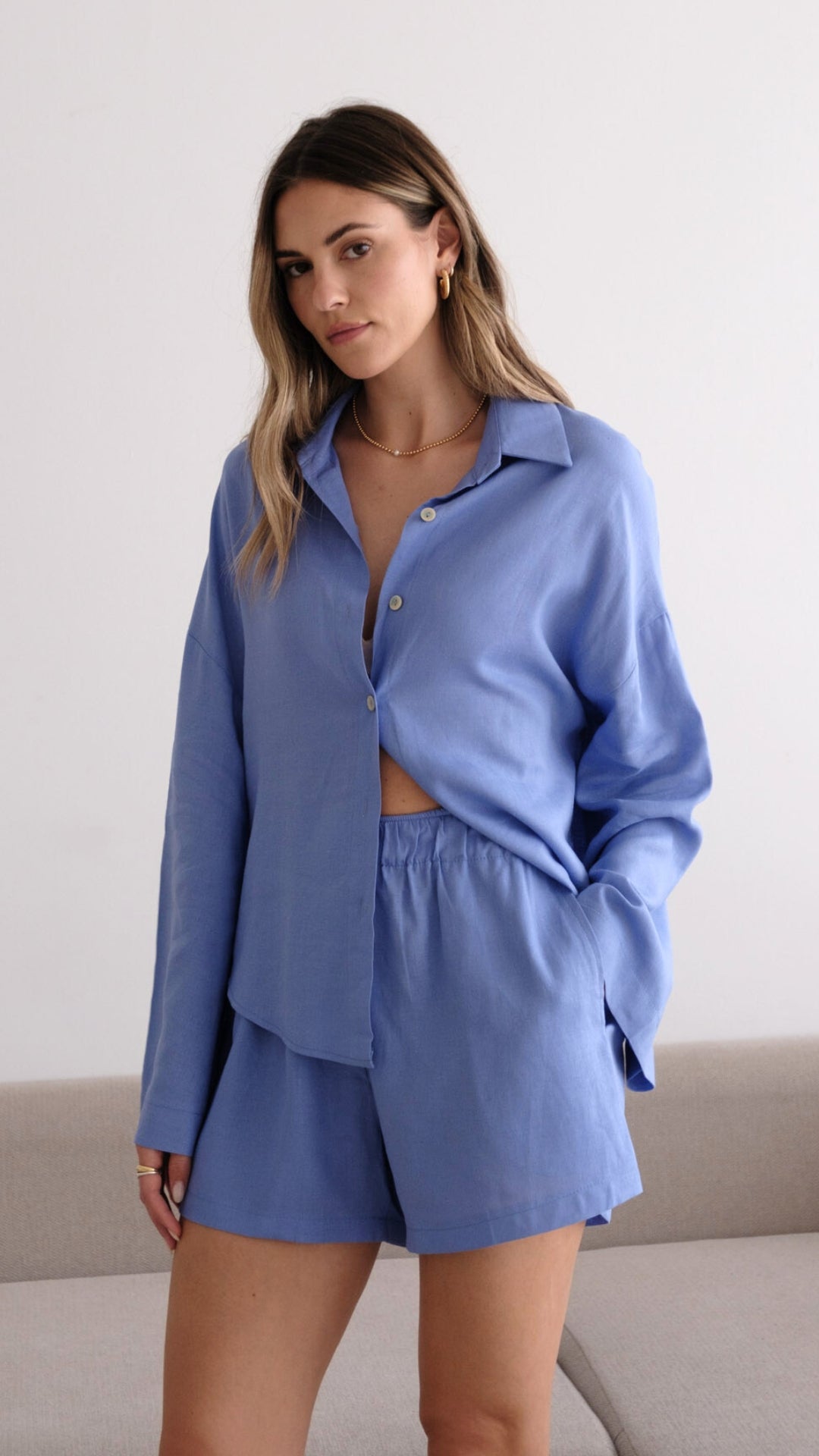 Astrid Linen Shirt - Lapis Blue
