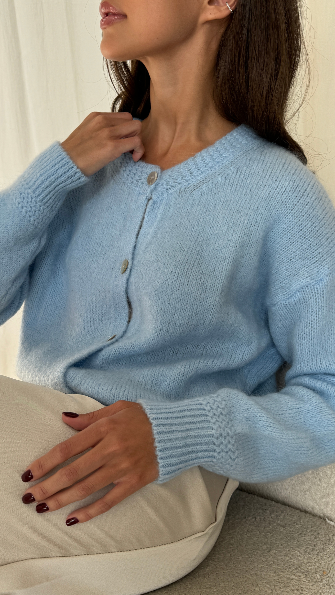 Reyna Soft Alpaca Cardigan- Sky Blue