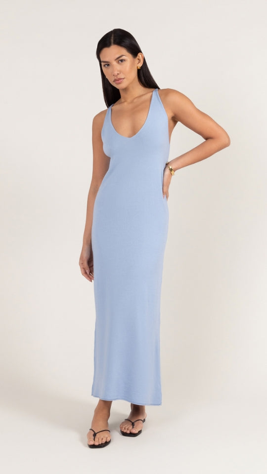 Sofia Knitted Slip Dress - Sky Blue