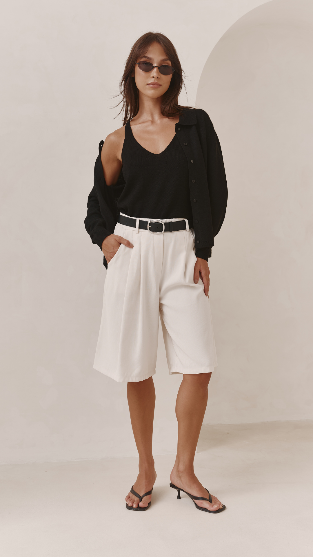 Florence Pleated Bermuda Shorts - White
