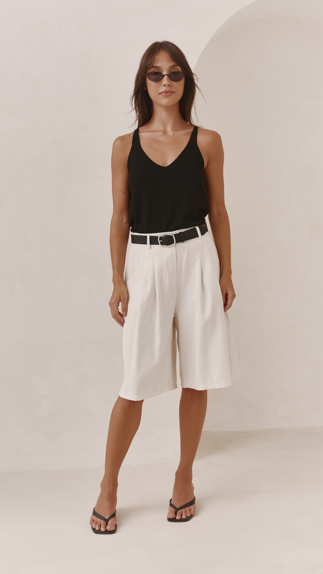 Florence Pleated Bermuda Shorts - White