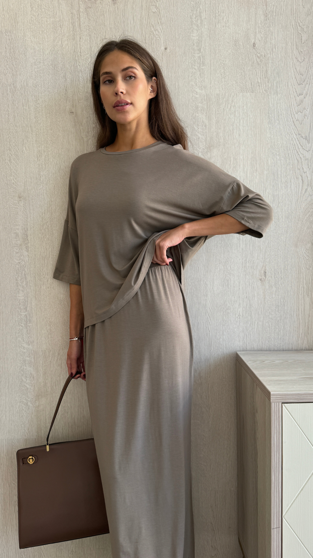 Raya Jersey Top - Taupe