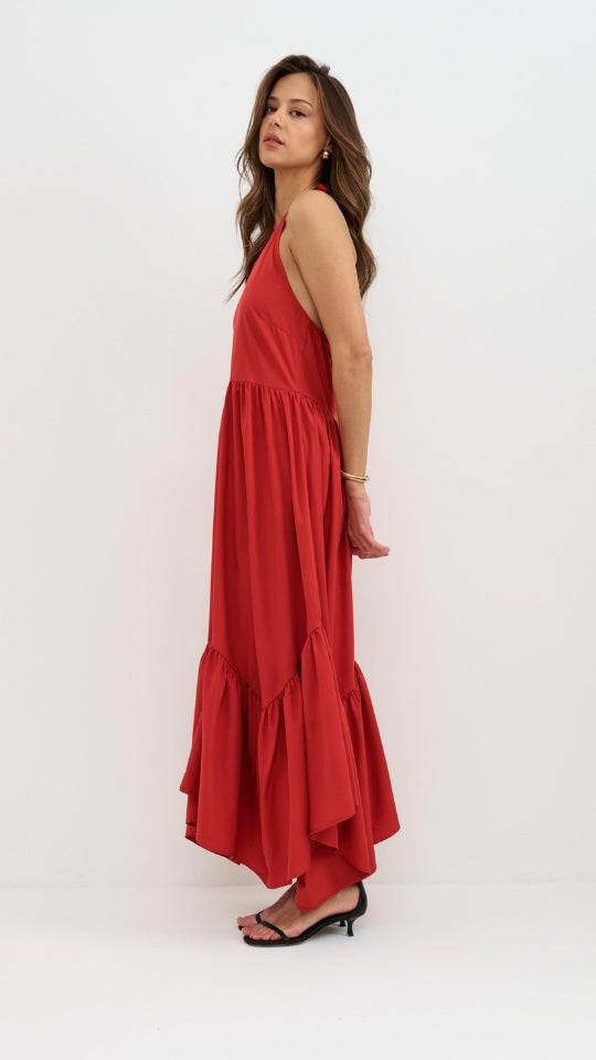 Juno Halter Neck Dress - Red