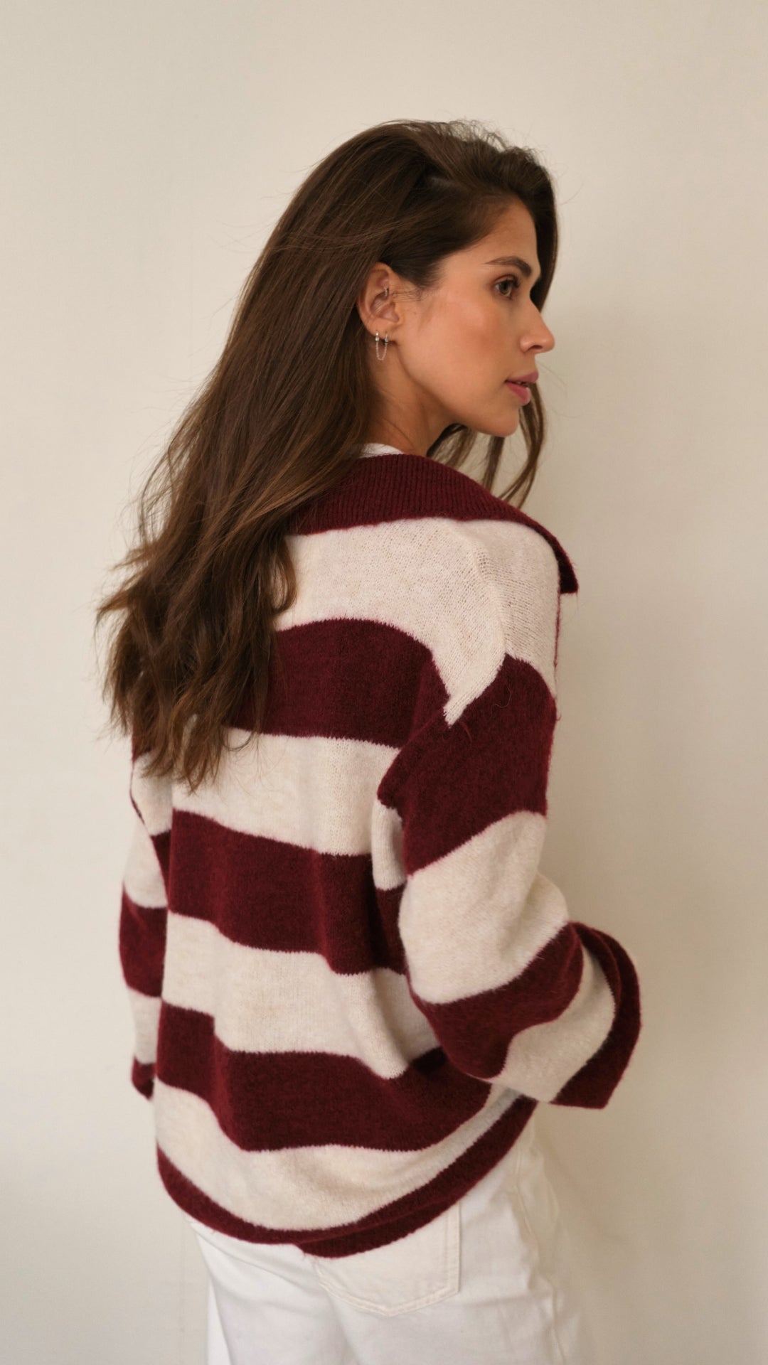 Arlo Sweater - Ruby Beige Stripes