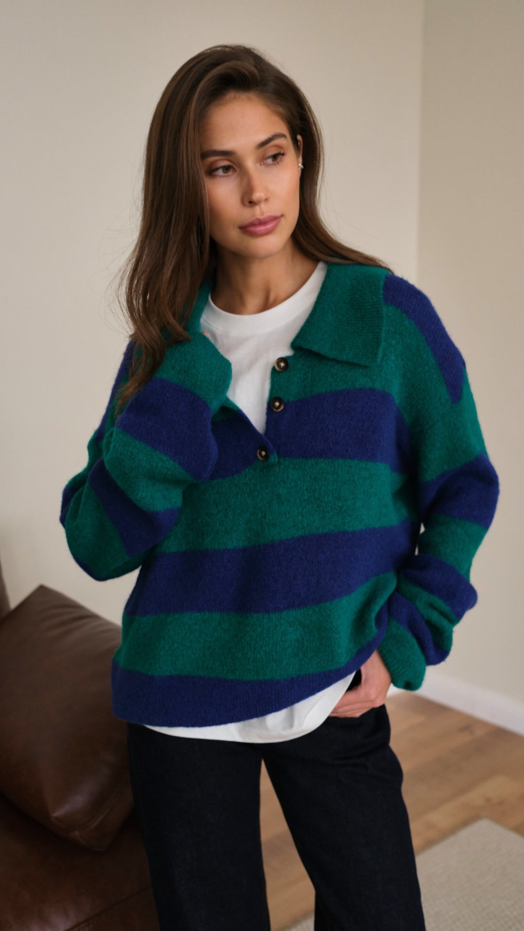 Arlo Sweater - Emerald Blue Marine Stripes