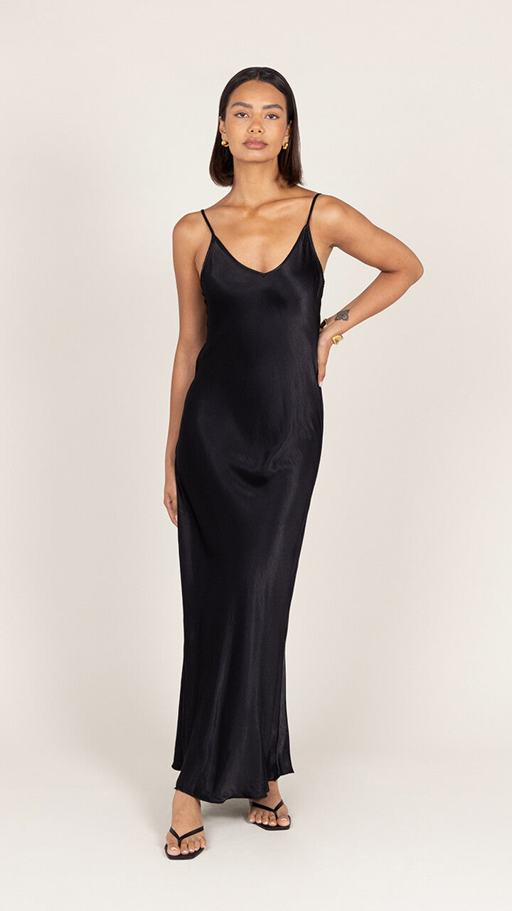 Lana Satin Dress - Black