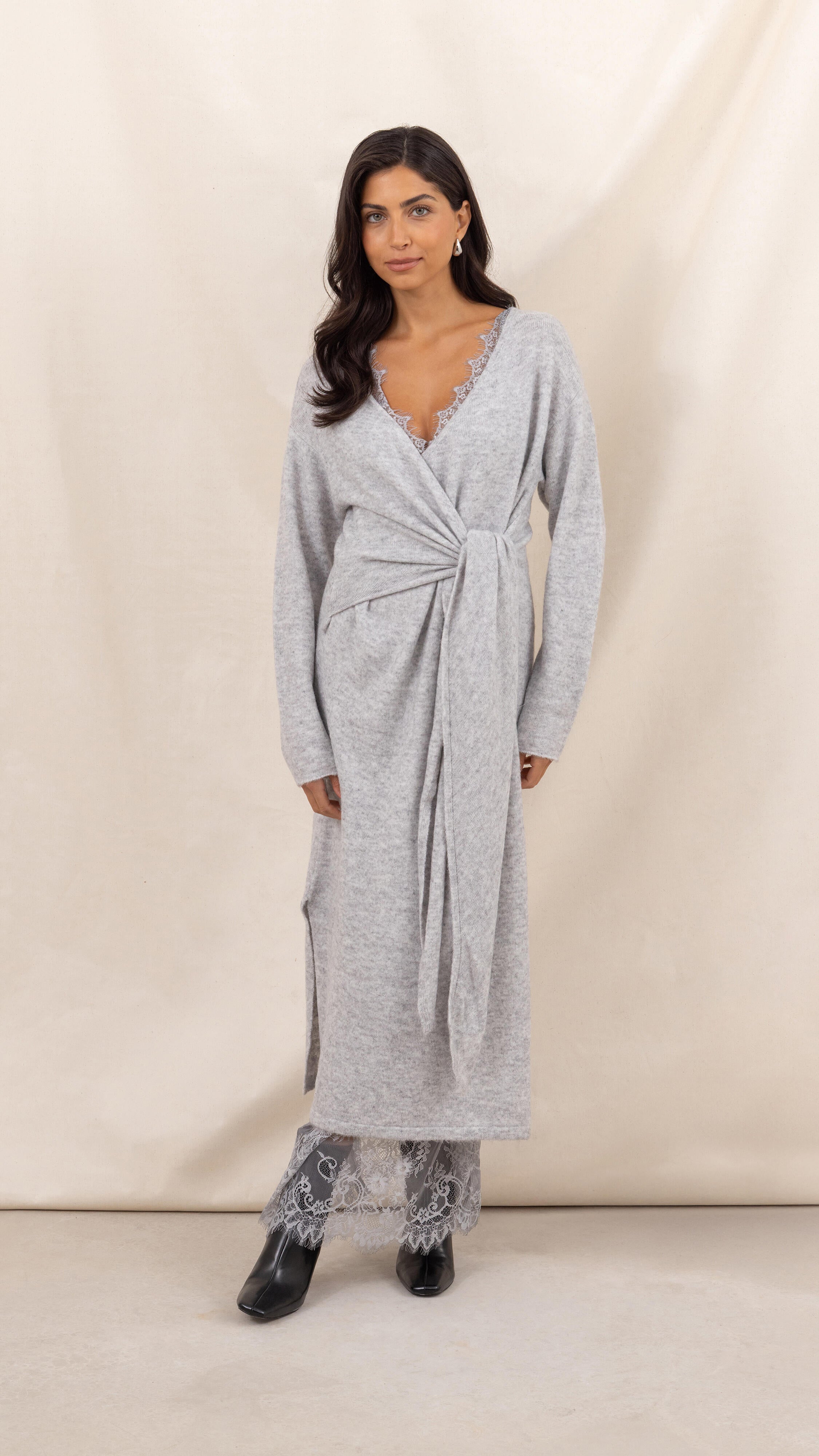 Keira Knit Wrap Dress - Cloud Grey