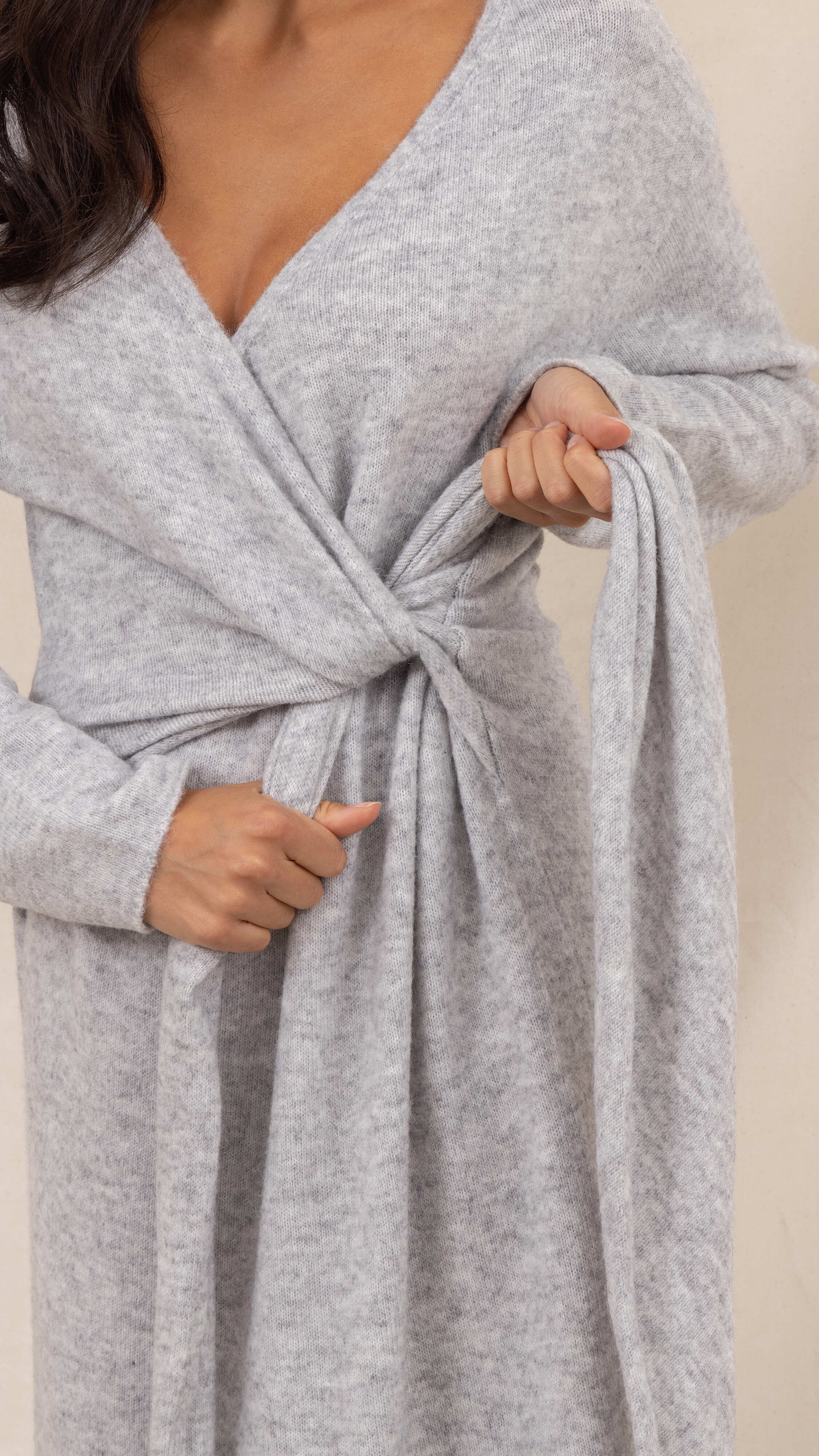 Keira Knit Wrap Dress - Cloud Grey