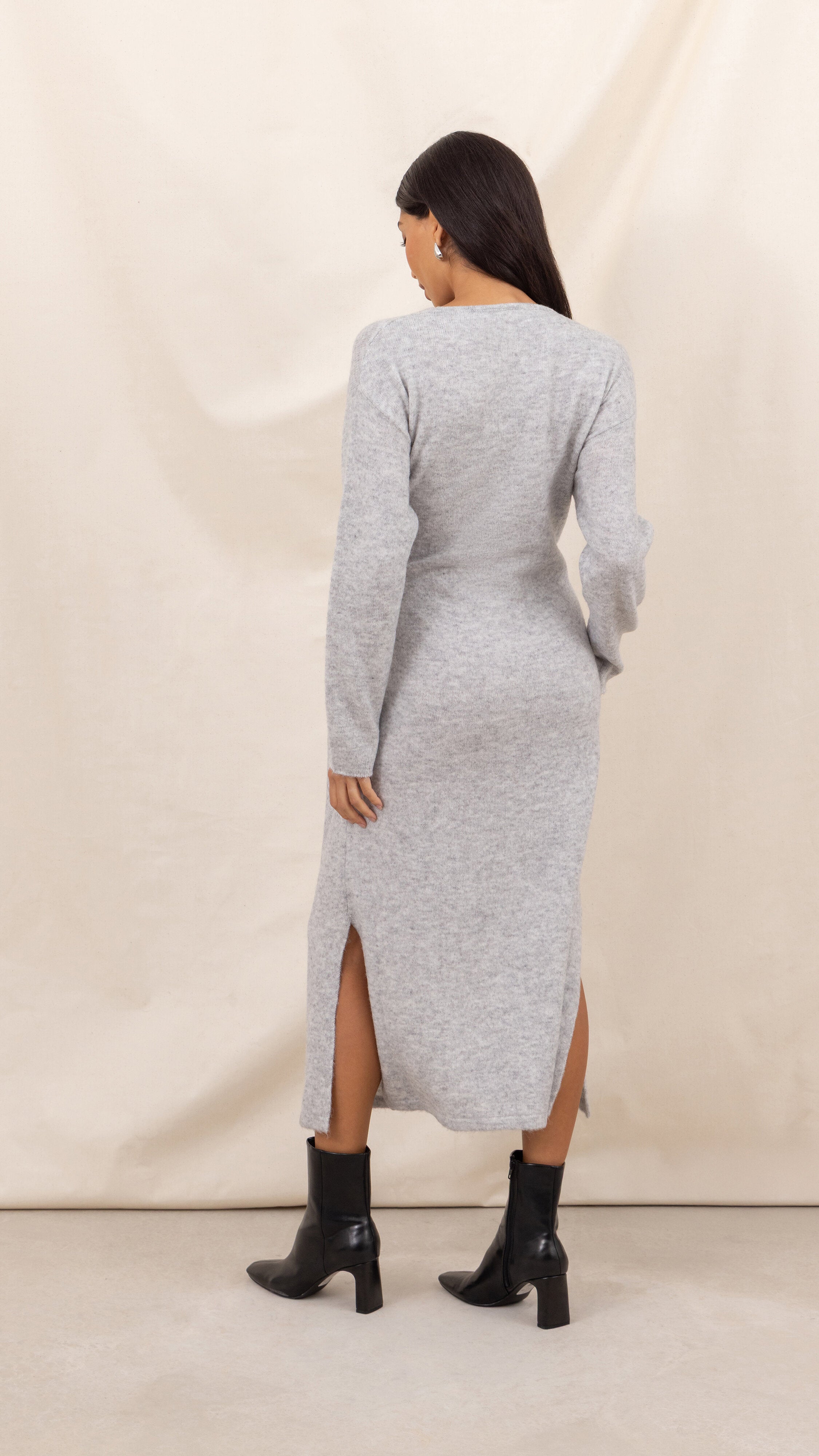 Keira Knit Wrap Dress - Cloud Grey