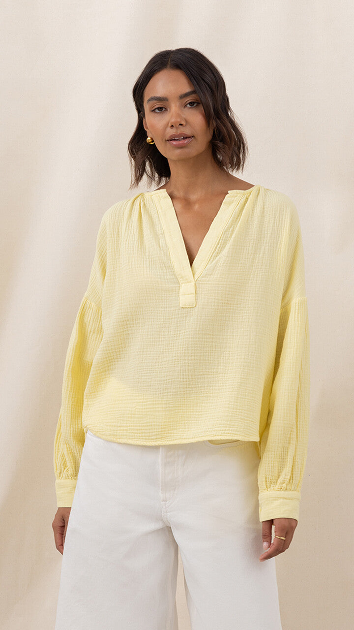Peach Cotton Shirt - Butter Yellow