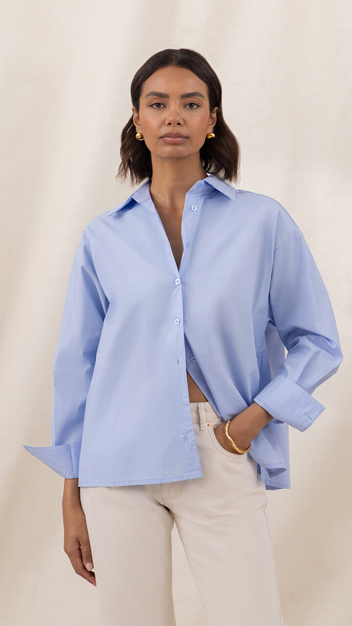 Indie Cotton Shirt - Sky Blue