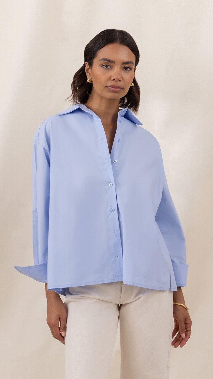 Indie Cotton Shirt - Sky Blue