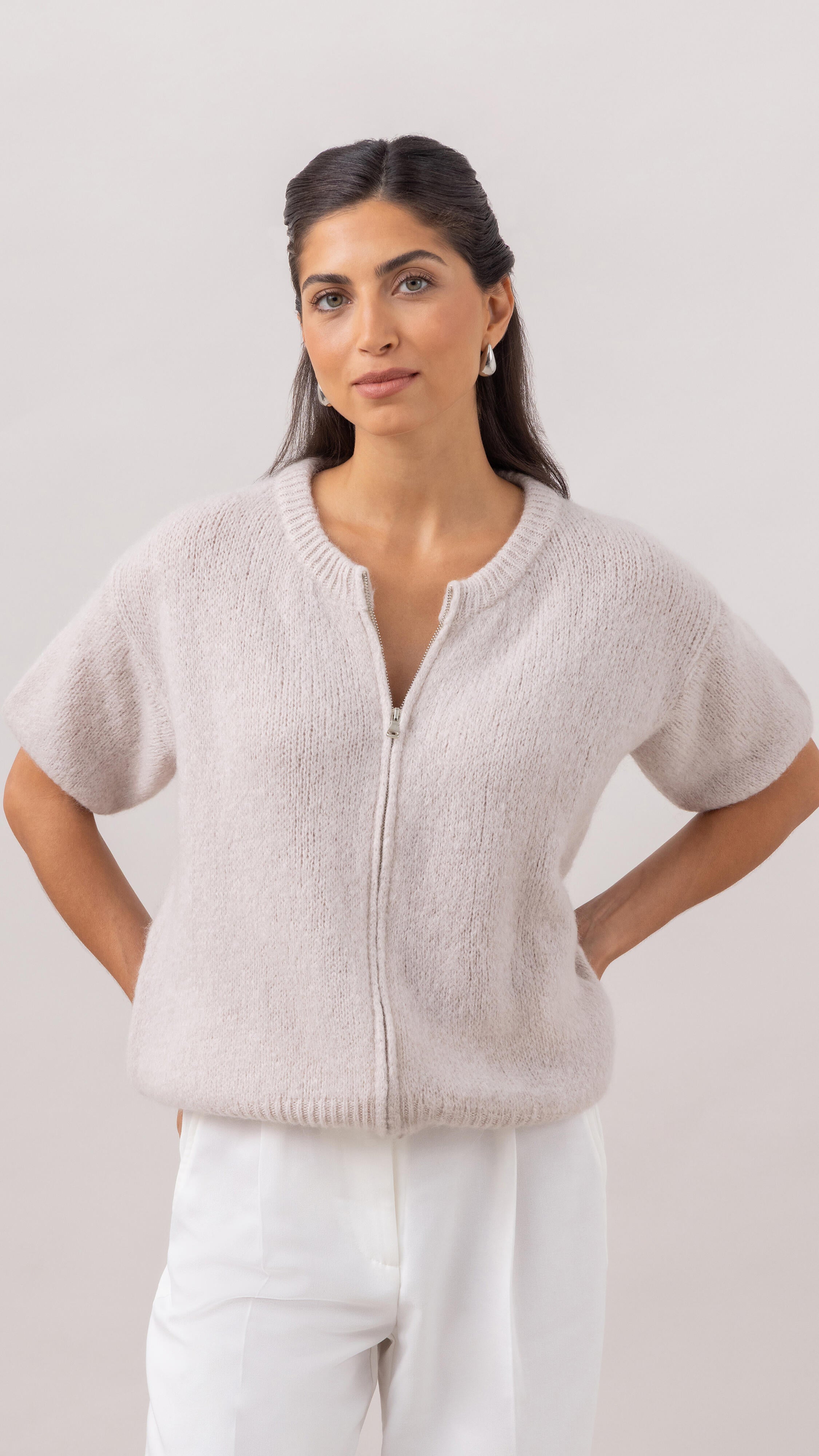 Gabi Zip Cardigan - Ivory