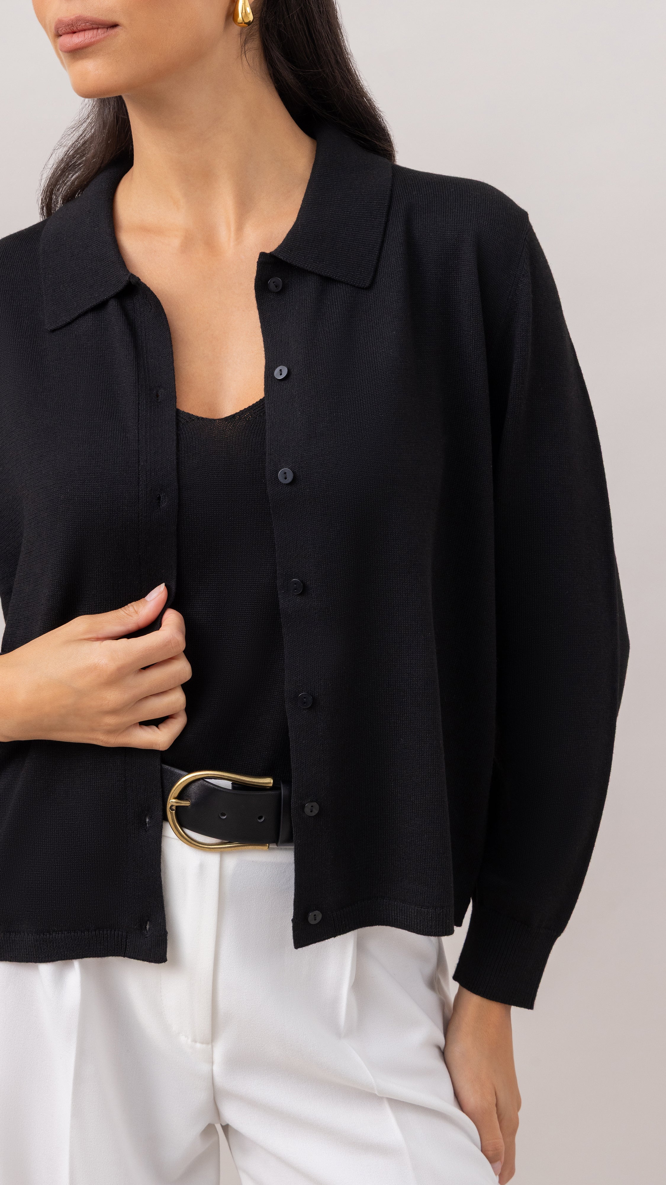 Kora Knitted Twin Set - Black