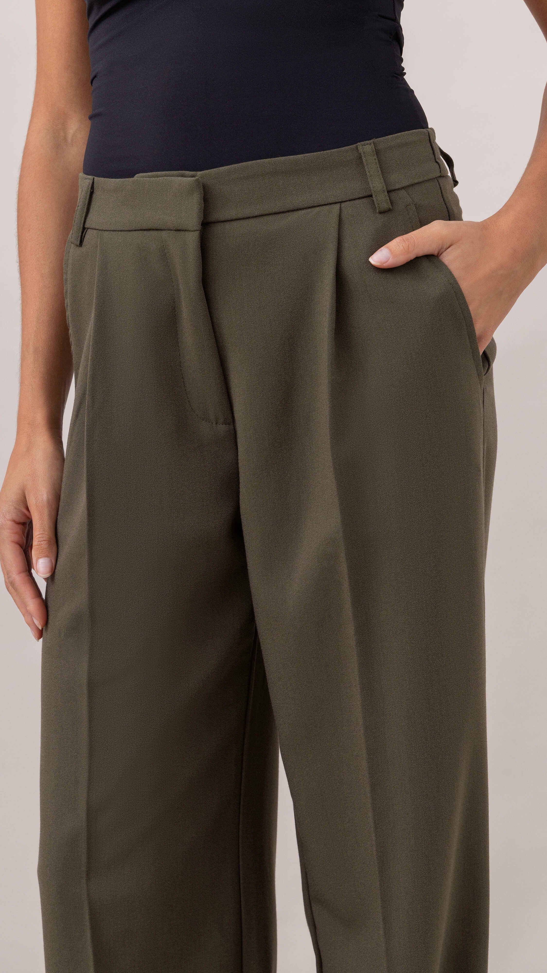 Nelly Crepe Trousers - Khaki