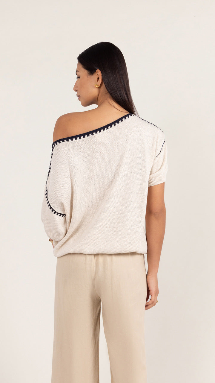 Billie Short Sleeve Cotton Knit - Ecru