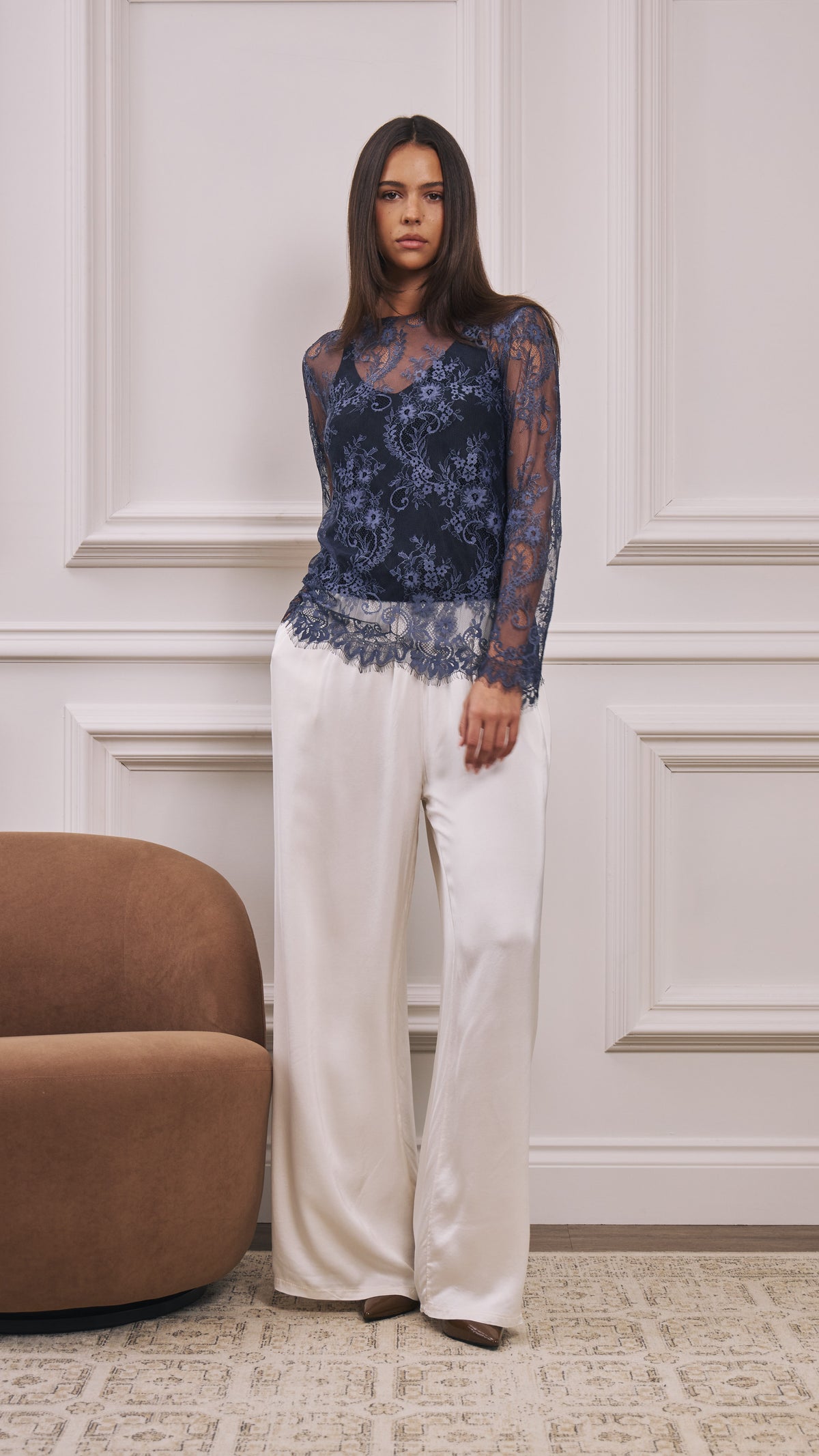 Inna Lace Top - Navy