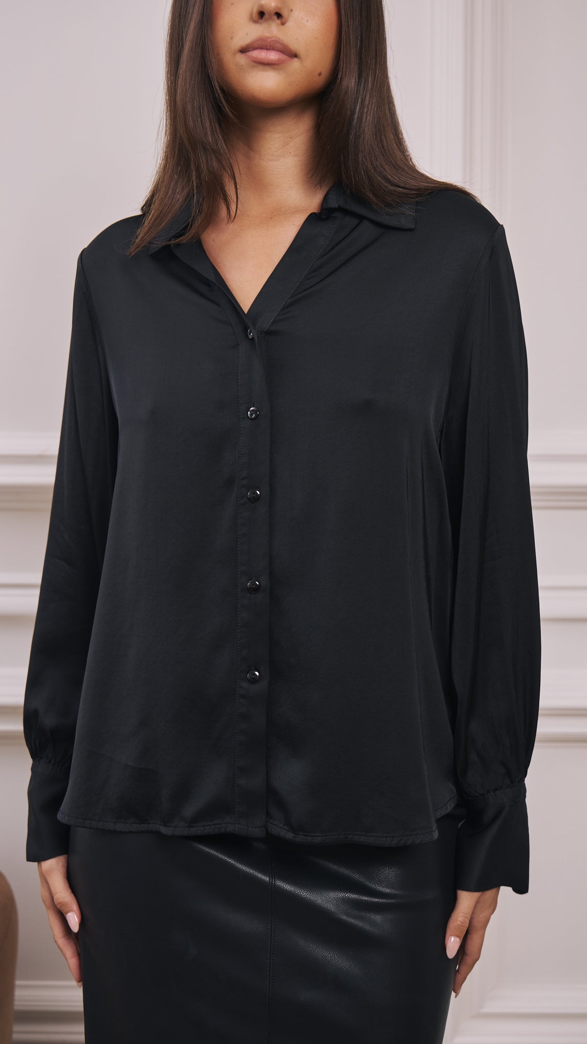 Raye Satin Shirt - Black