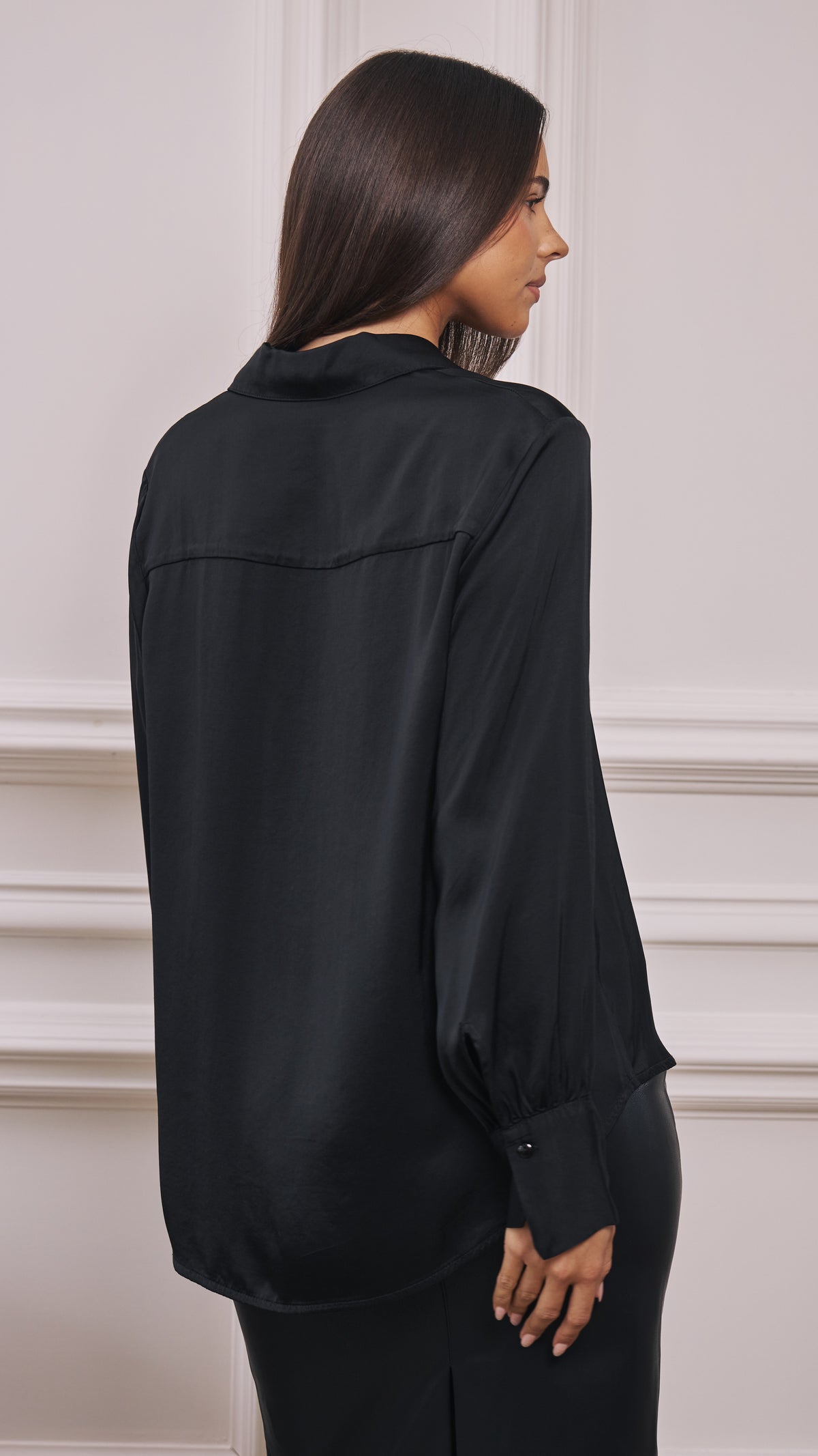 Raye Satin Shirt - Black