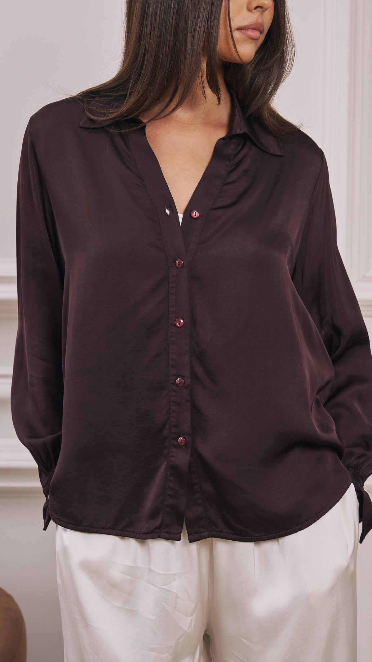 Raye Satin Shirt - Dark Plum