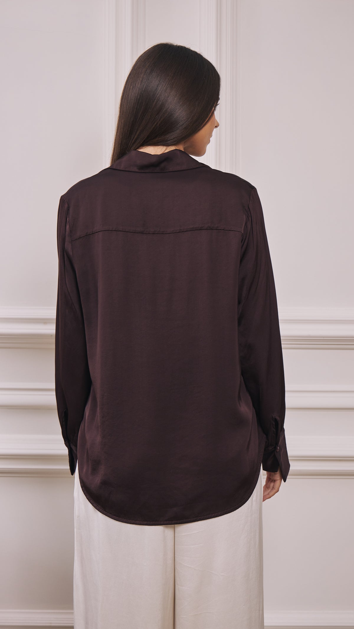 Raye Satin Shirt - Dark Plum