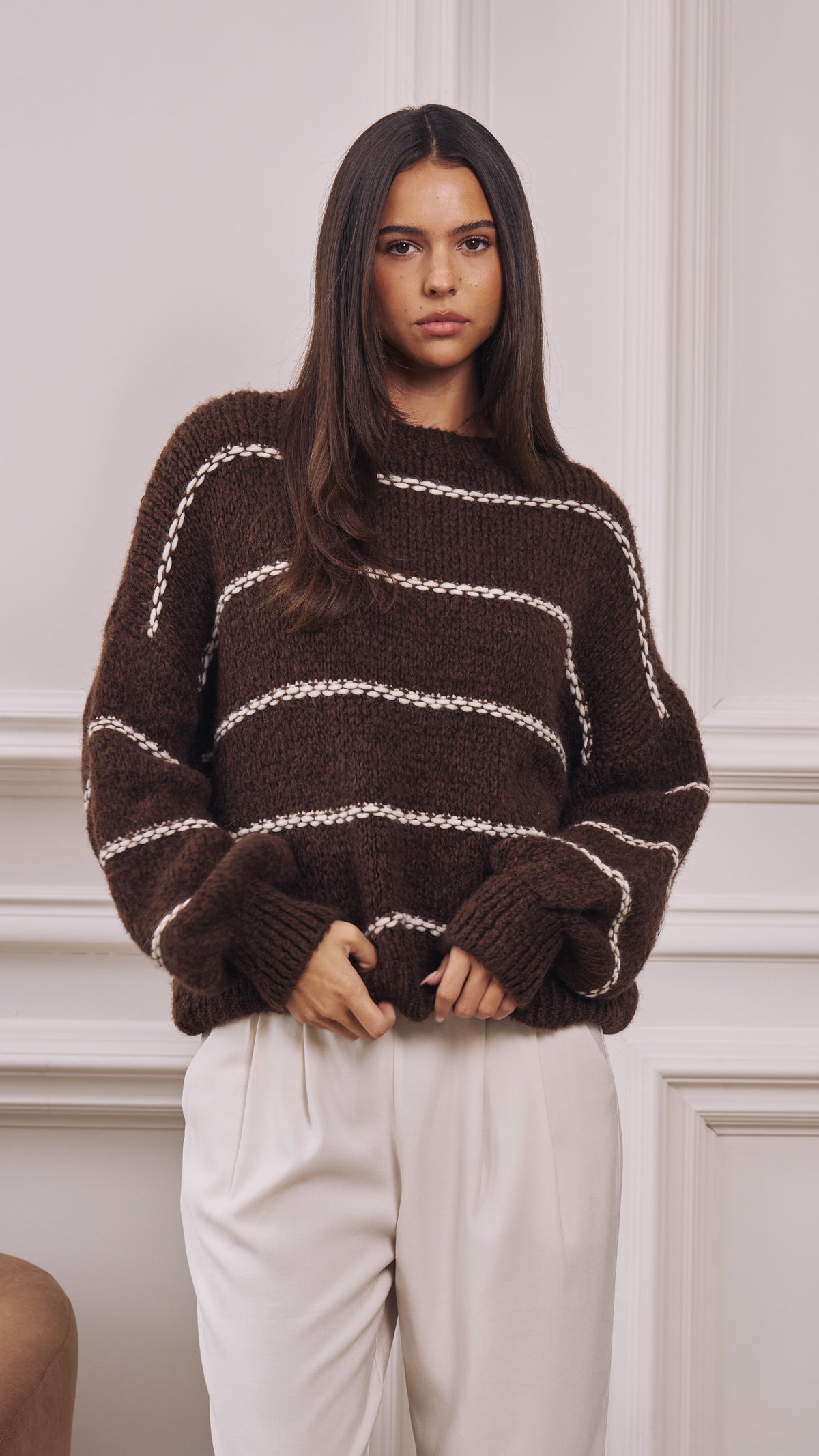 Luana Striped Jumper - Espresso