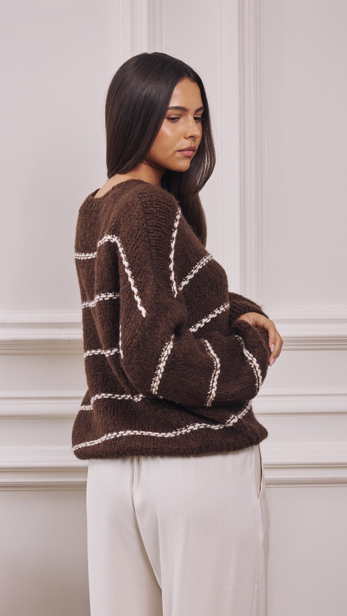 Luana Striped Jumper - Espresso