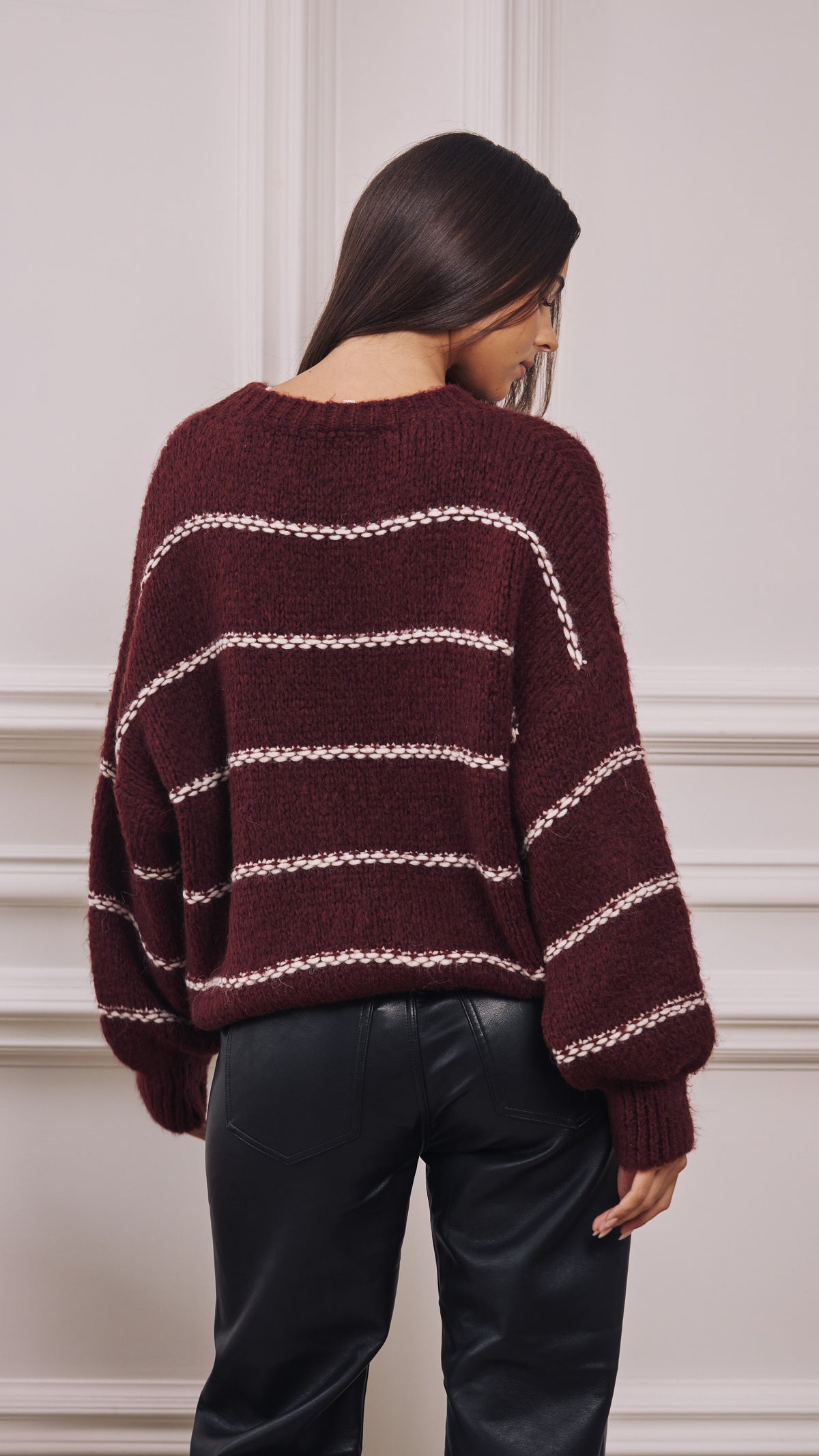 Luana Striped Jumper - Burgundy