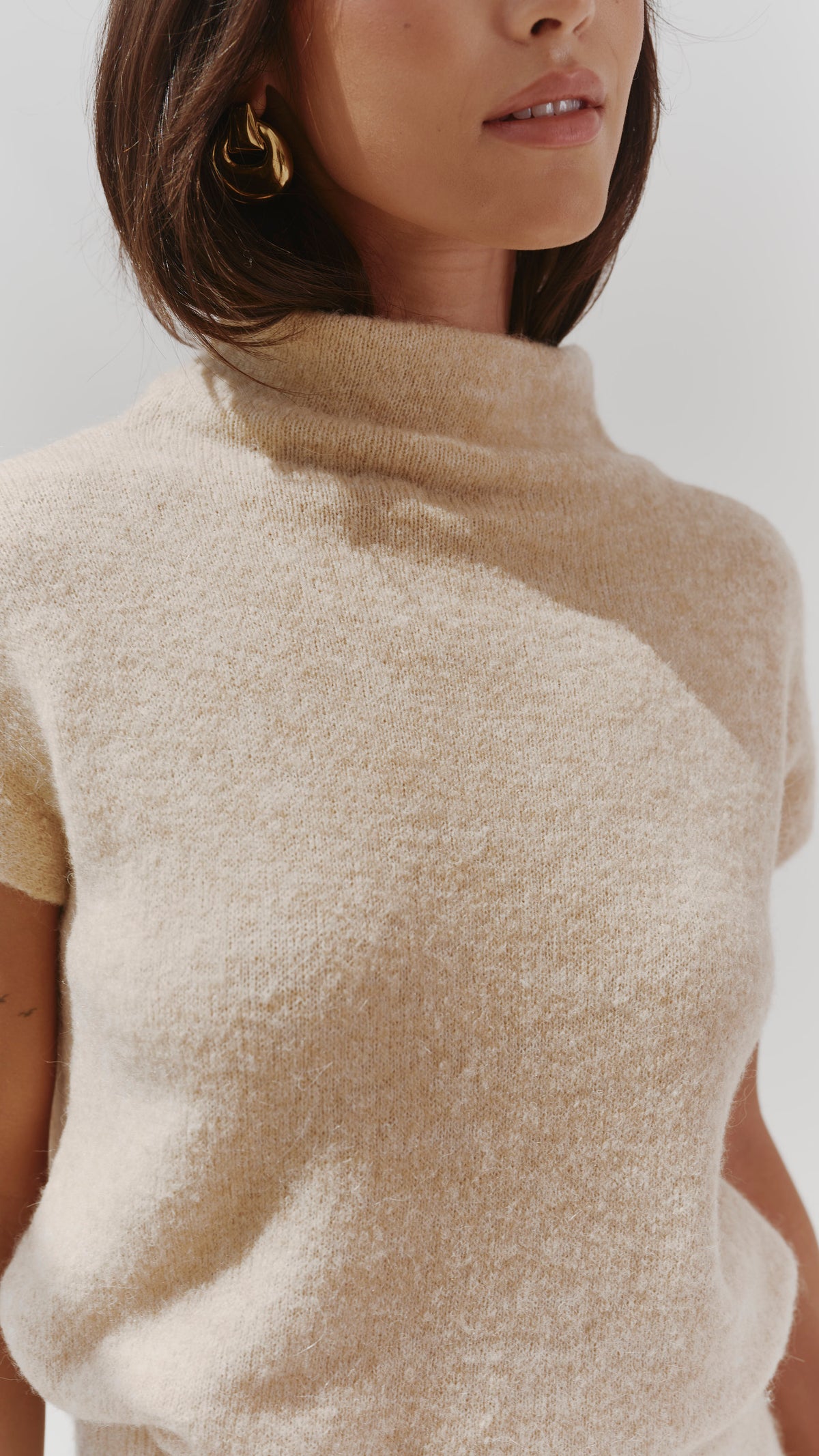 Aura Alpaca blend knit top - Sand