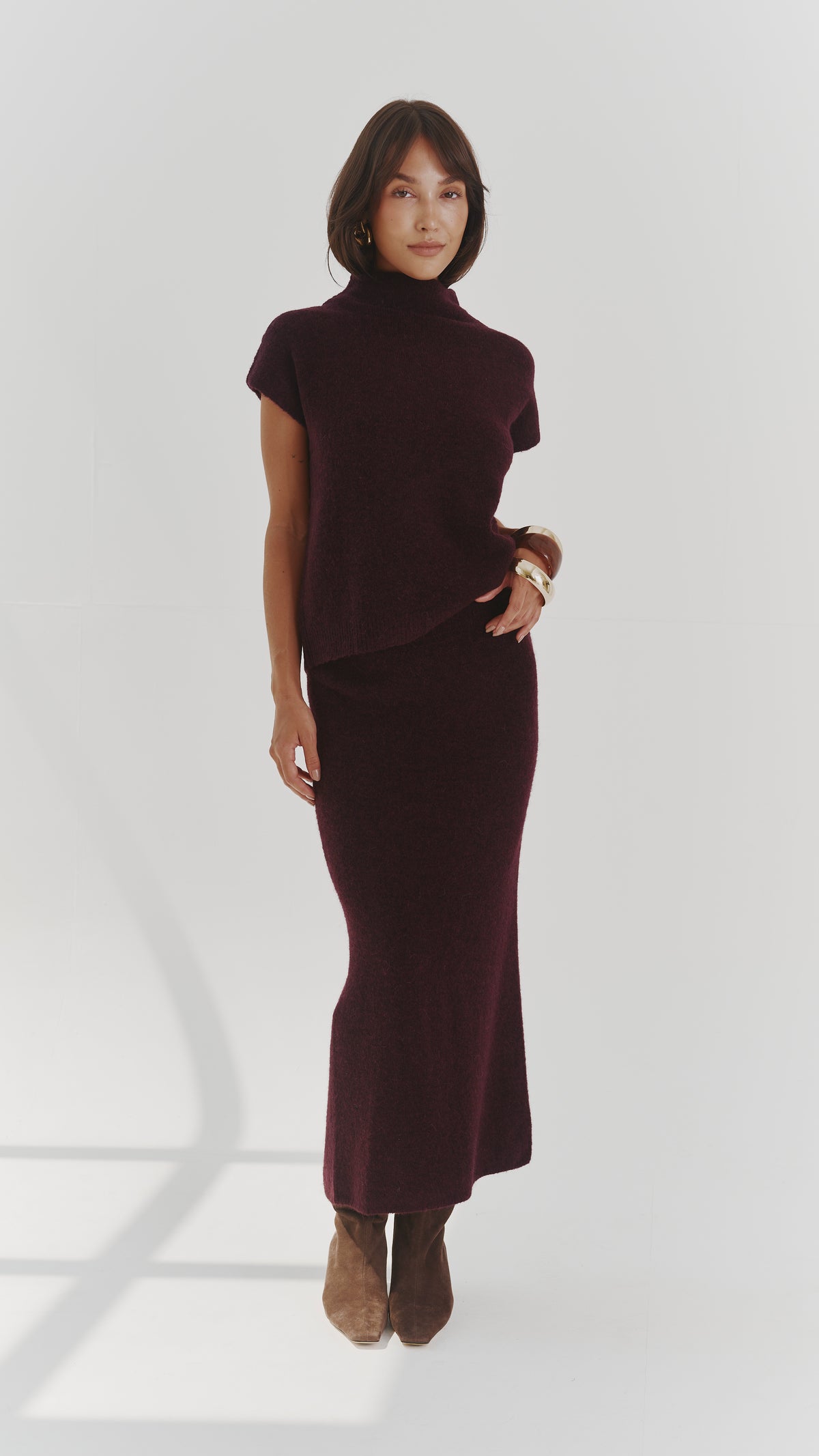 Aura Alpaca blend knit top - Burgundy