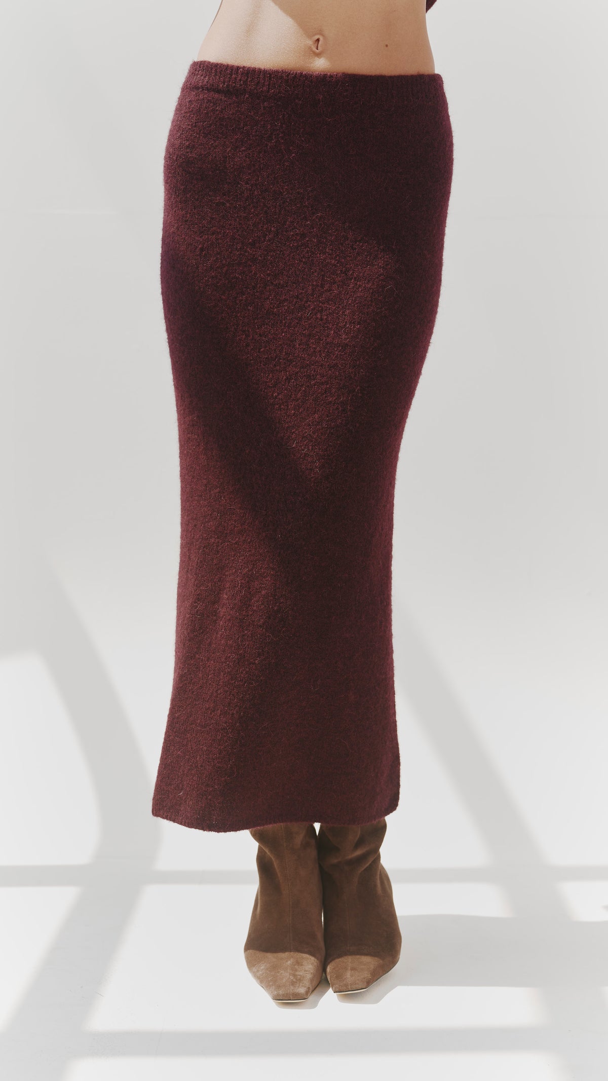 Aura Alpaca blend knit skirt - Burgundy