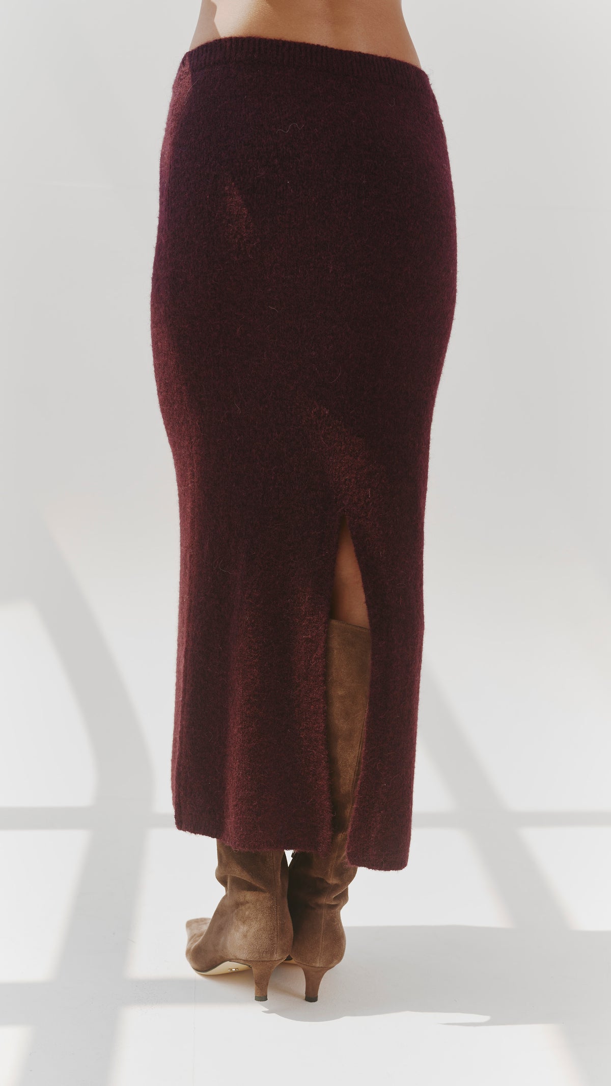 Aura Alpaca blend knit skirt - Burgundy