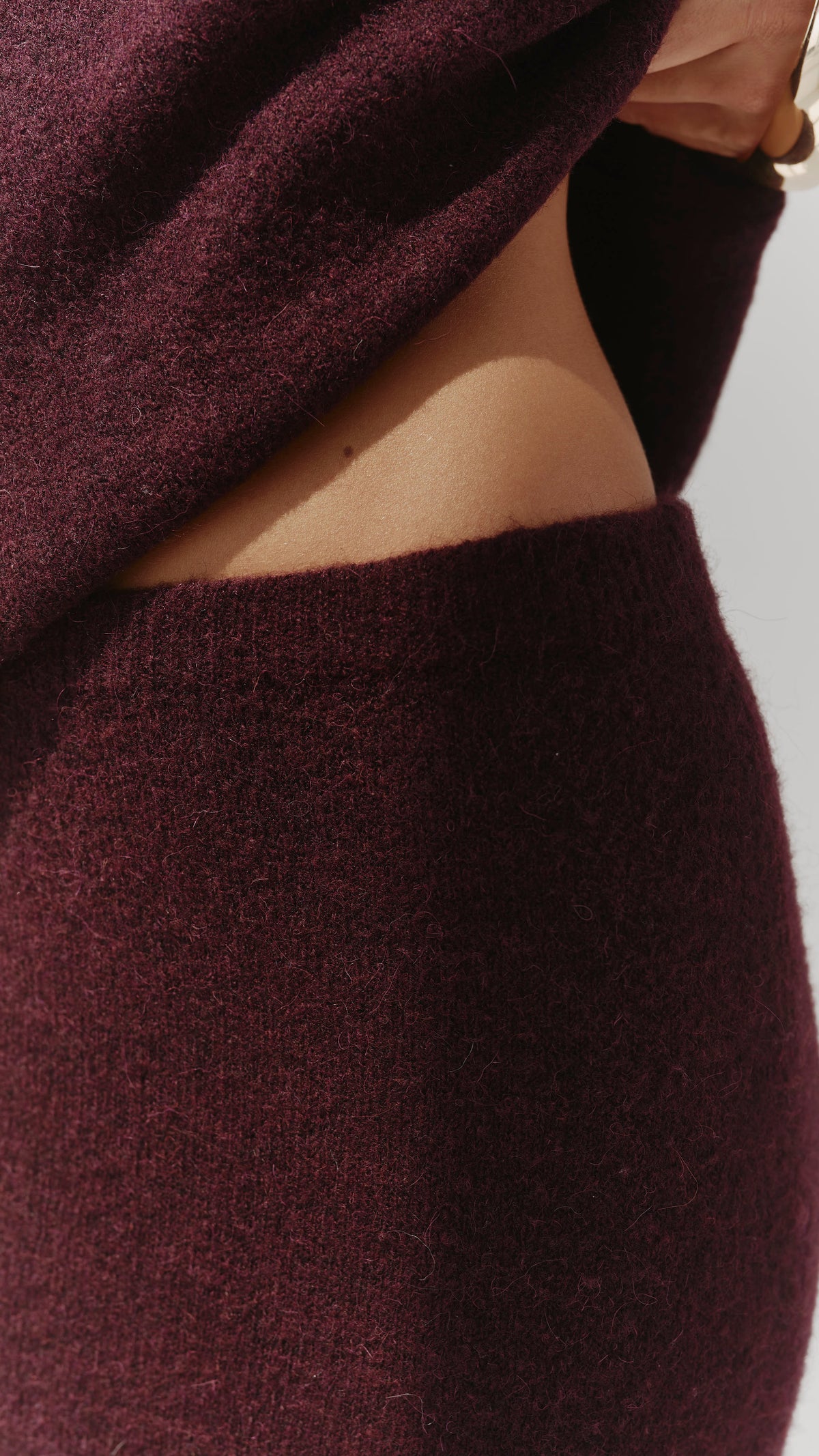 Aura Alpaca blend knit skirt - Burgundy