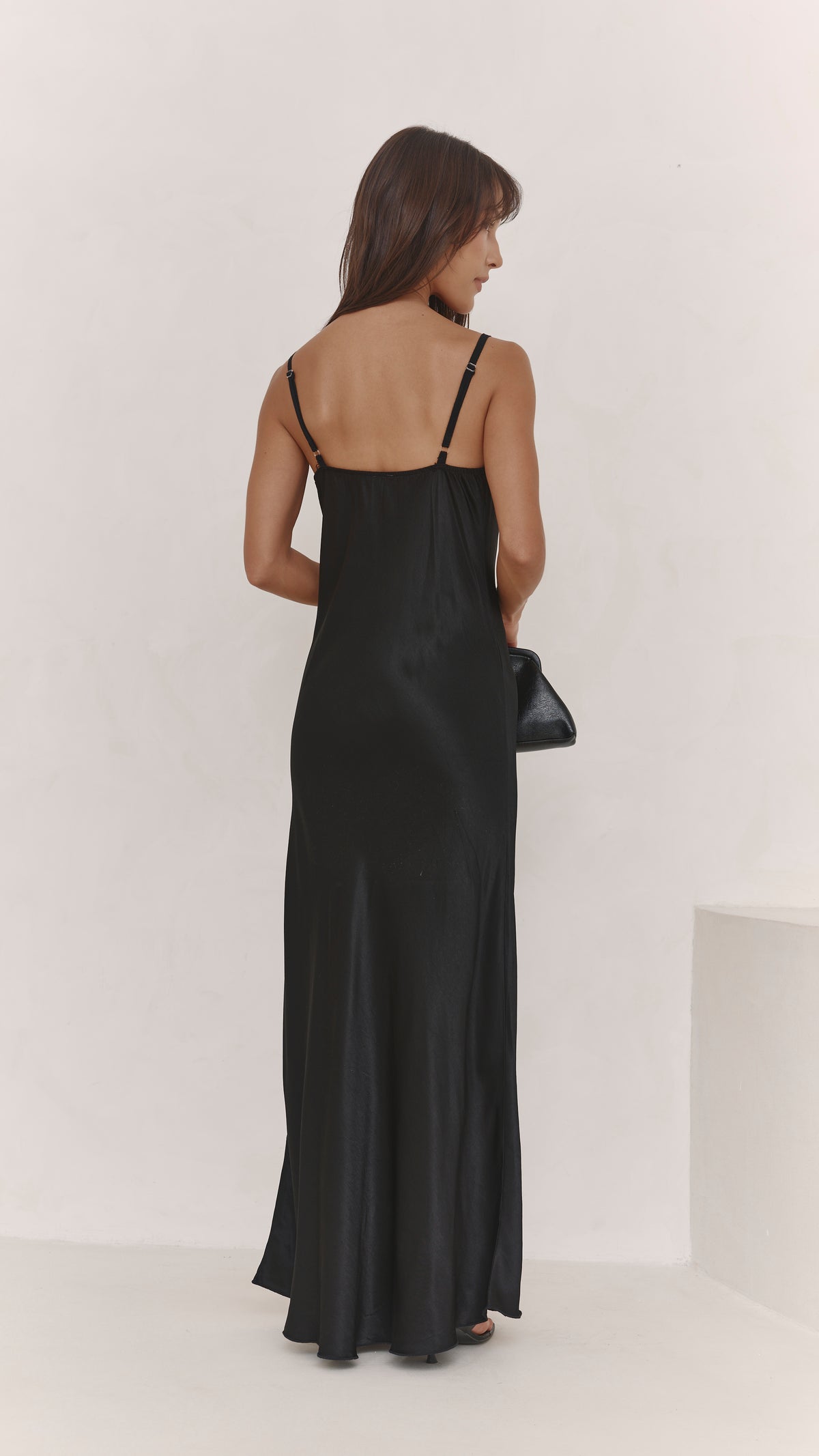 Alena Satin Dress - Black