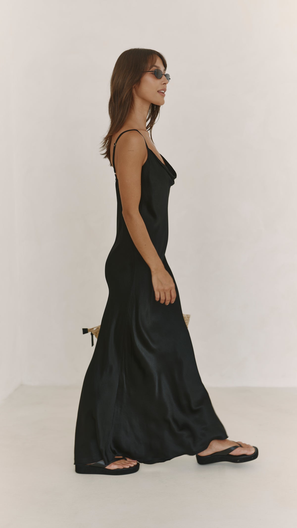 Alena Satin Dress - Black