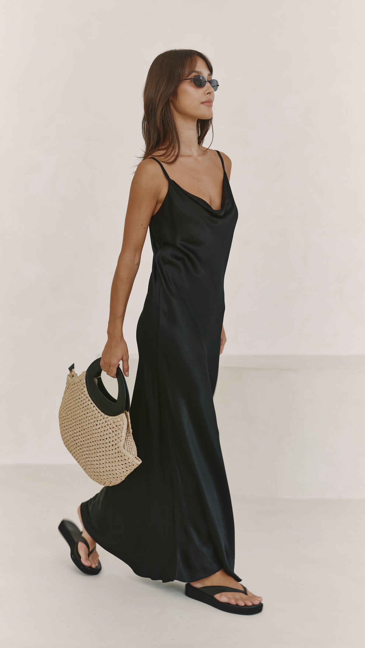 Alena Satin Dress - Black