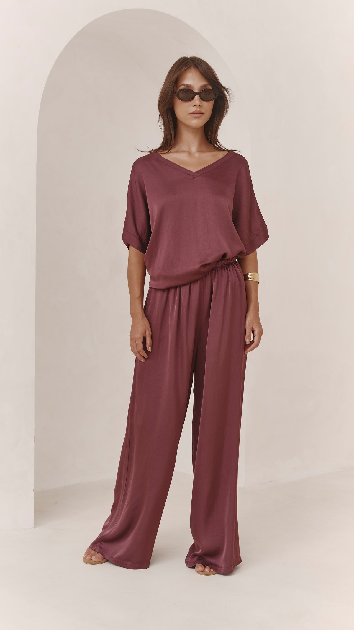 Parker Satin Set - Burgundy