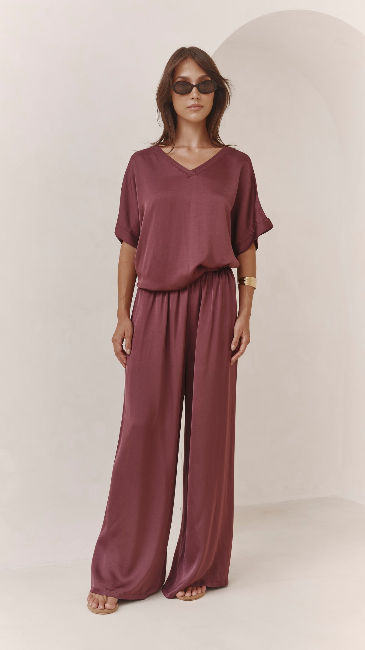 Parker Satin Set - Burgundy