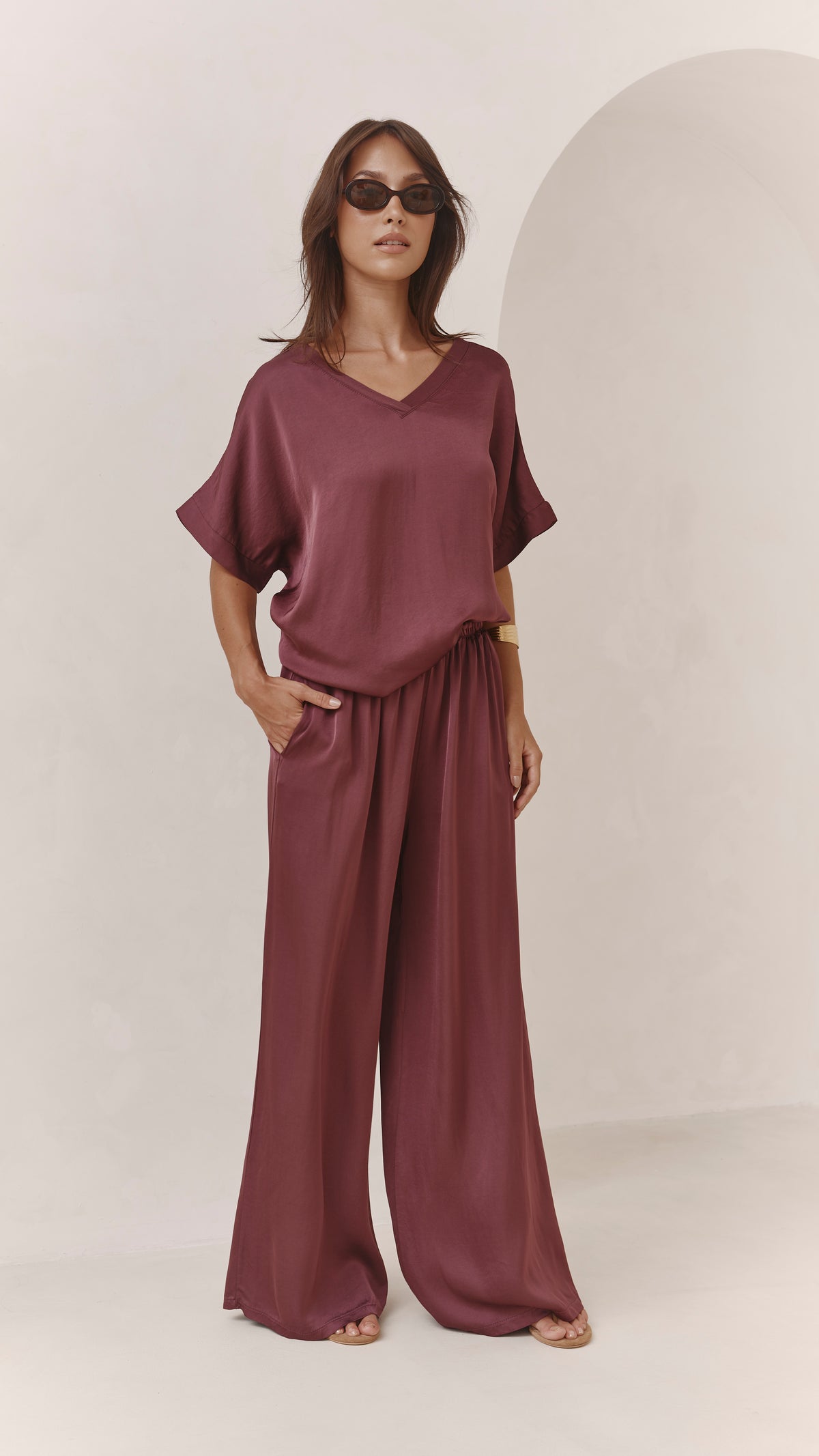 Parker Satin Set - Burgundy