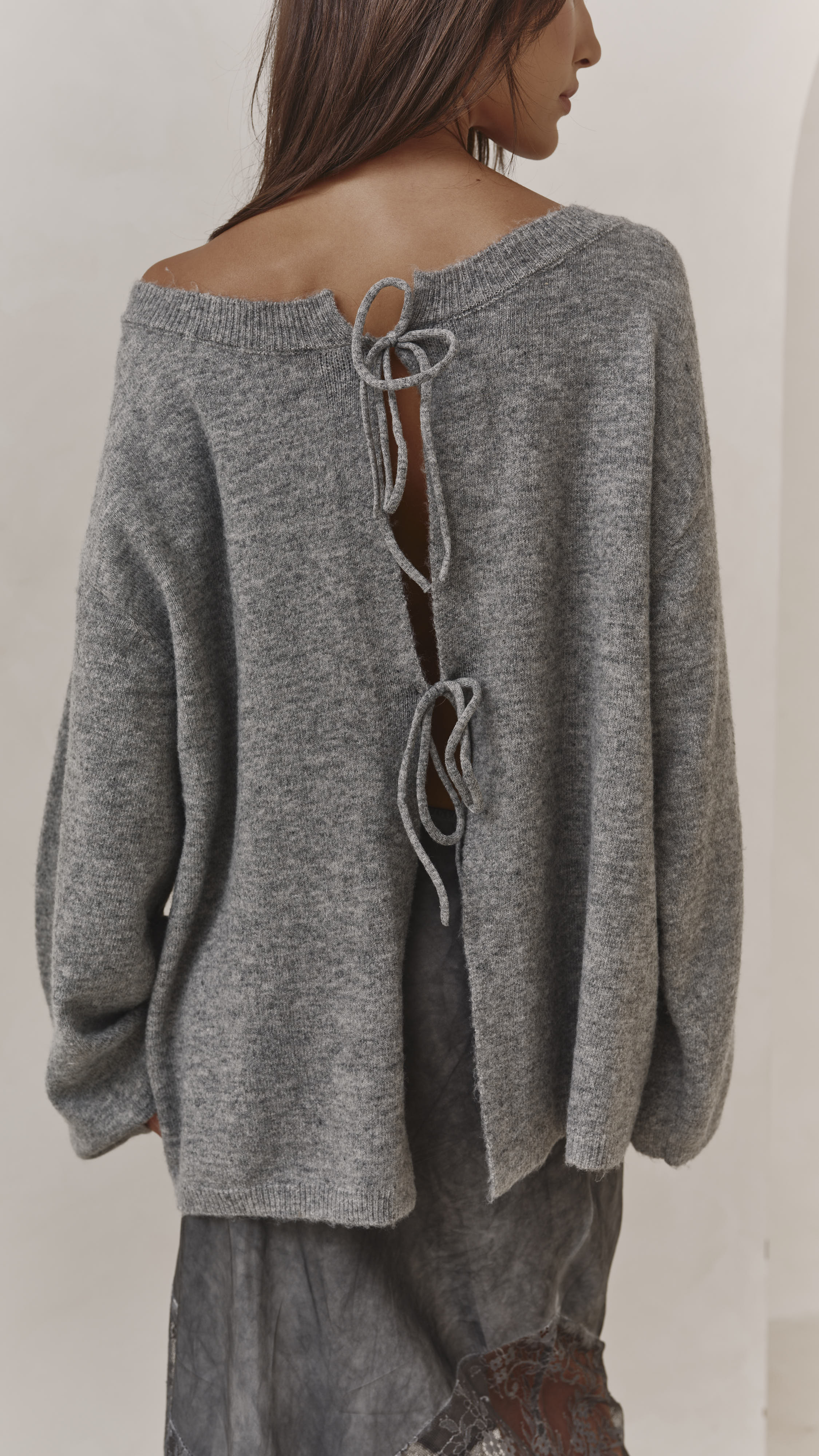 Solene Lace Skirt - Mid Grey