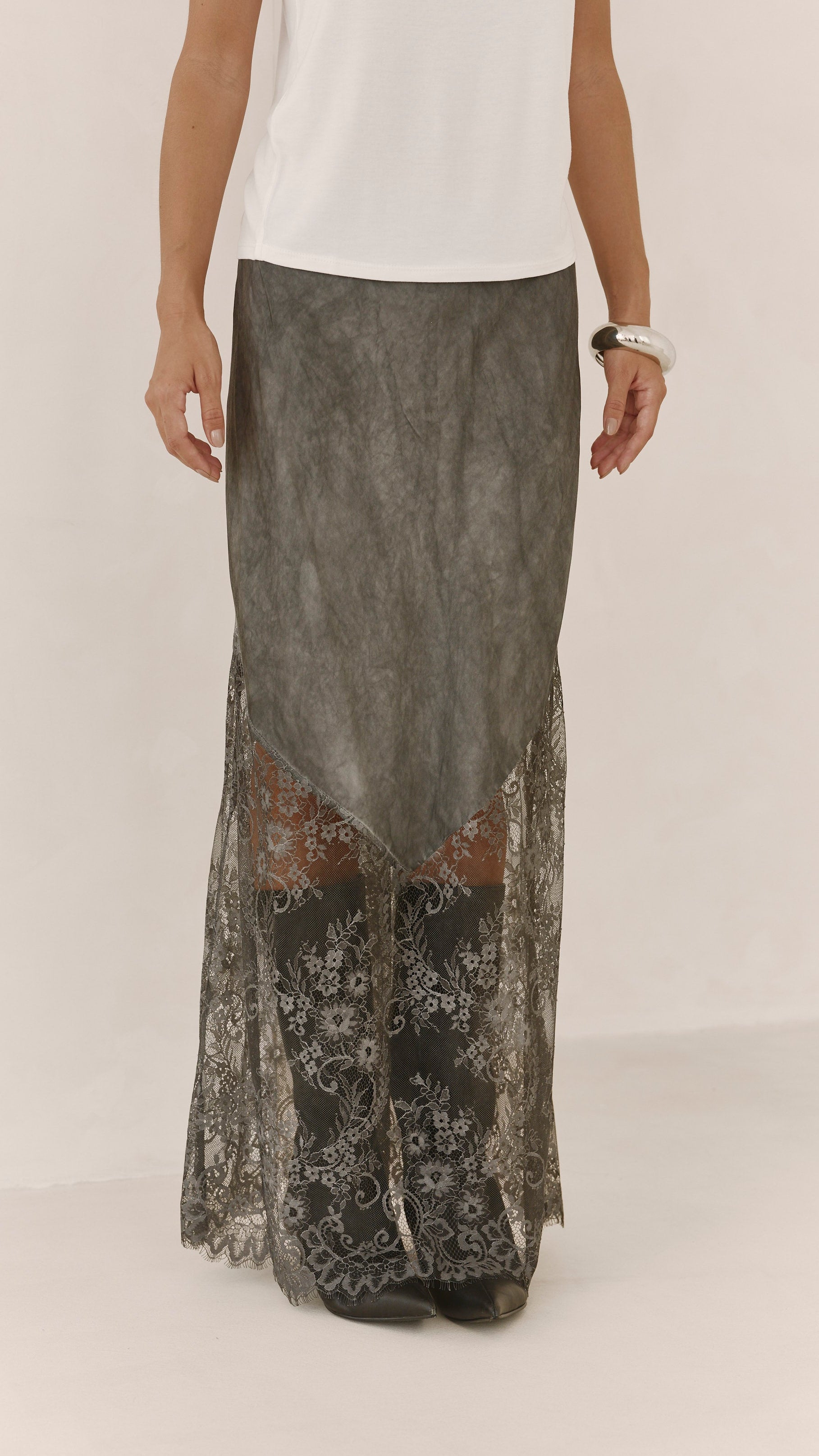Solene Lace Skirt - Mid Grey