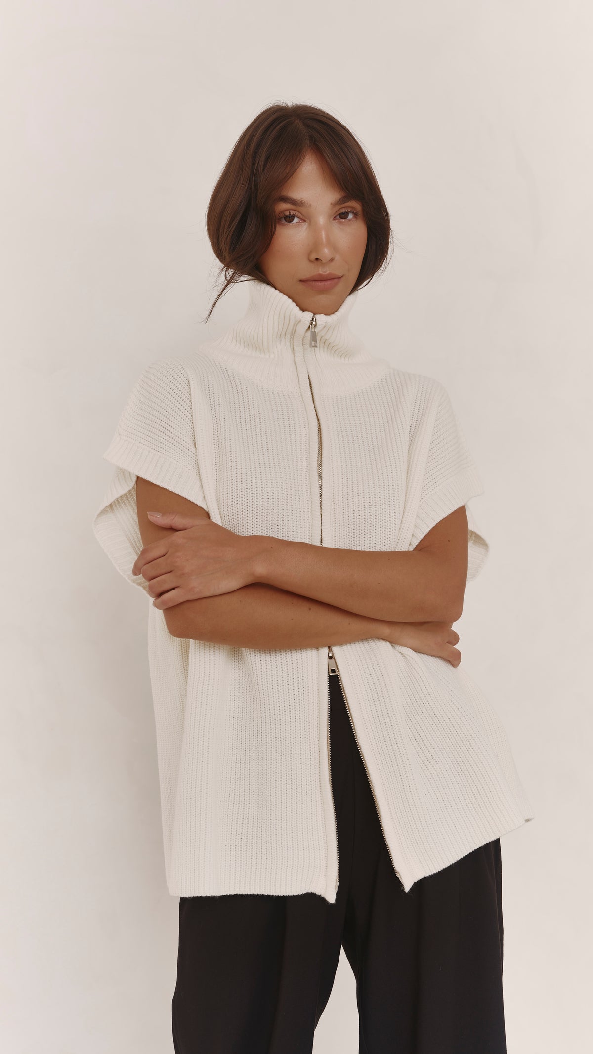 Millie Sleeveless Knit Cardigan - Ivory