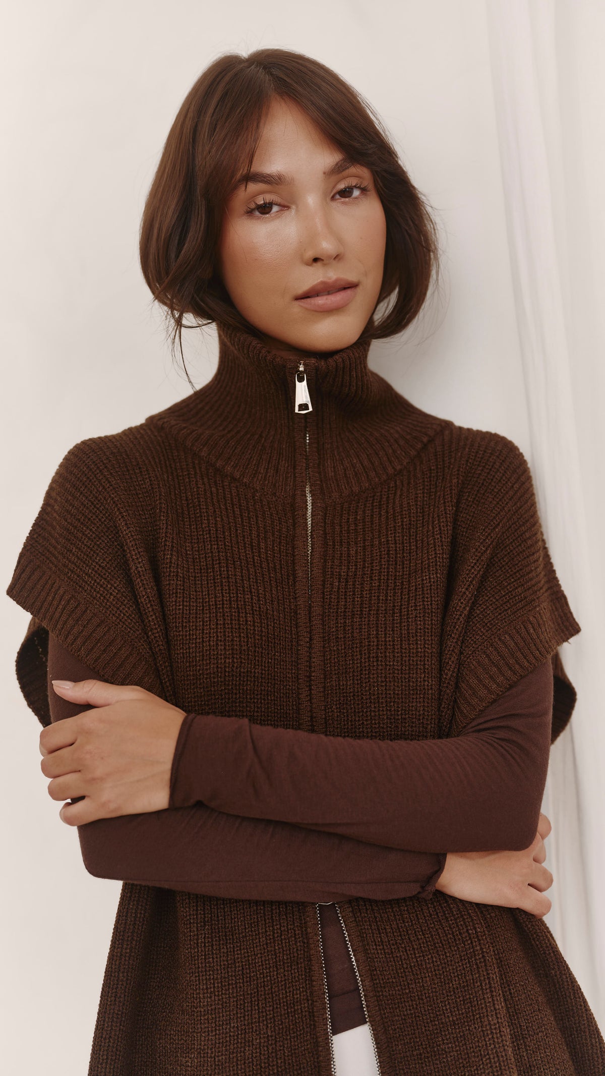Millie Sleeveless Knit Cardigan - Dark Espresso